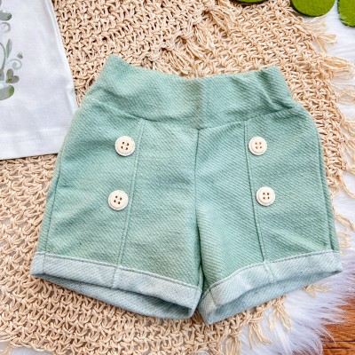 Conj. Blusa em Linho Ursinha e Short - Verde